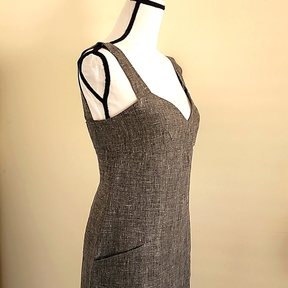 SOLD! Chanel 2Pc Smoke Gray Dress Peplum Jacket Suit Linen CC Buttons FR 36 US 4 - Picture 4 of 16